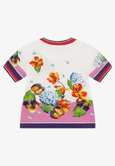Shop Dolce & Gabbana Baby Girls Hydrangea Print T-shirt In Multicolor