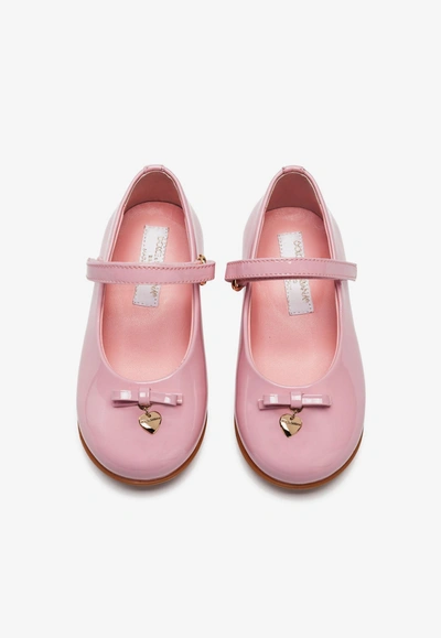 Shop Dolce & Gabbana Baby Girls Mary Jane Patent Leather Ballerinas In Pink