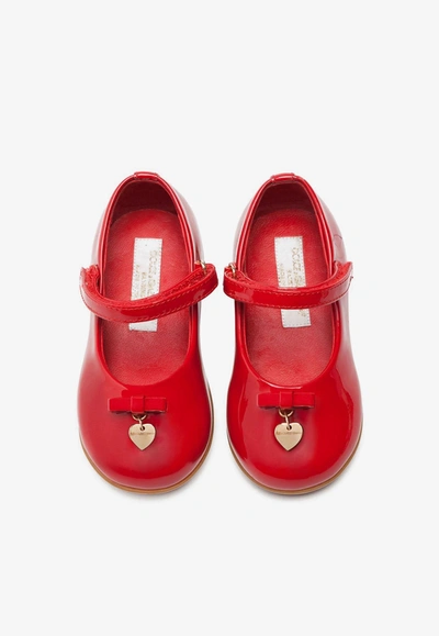 Shop Dolce & Gabbana Baby Girls Mary Jane Patent Leather Ballerinas In Red