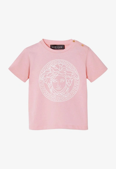 Shop Versace Baby Girls Medusa Print T-shirt In Pink