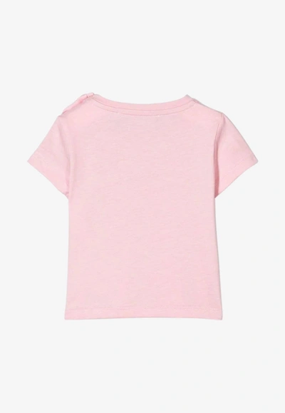 Shop Versace Baby Girls Safety Pin Logo T-shirt In Pink