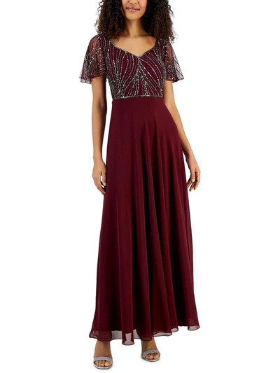 Shop Jkara Womens Embellished Maxi Evening Dress In Red