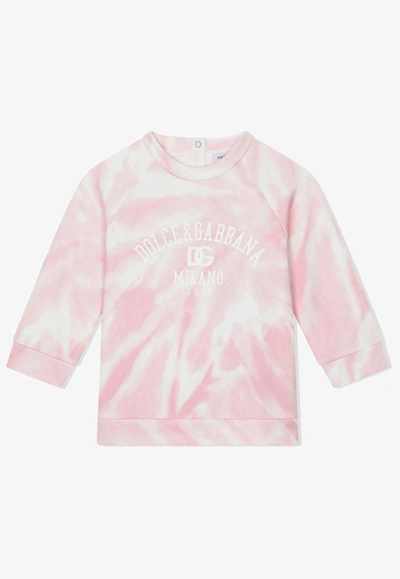 Shop Dolce & Gabbana Baby Girls Tie-dye Top In Pink