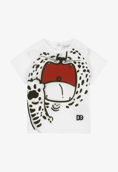 Shop Dolce & Gabbana Baby Leopard Print T-shirt In White