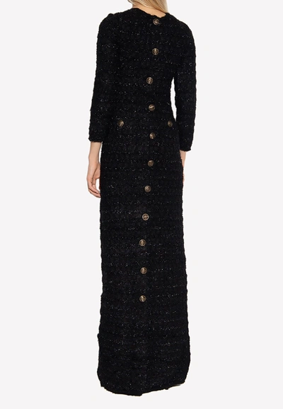 Shop Balenciaga Back-to-front Tweed Maxi Dress In Black