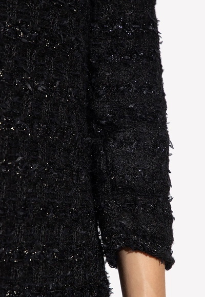 Shop Balenciaga Back-to-front Tweed Maxi Dress In Black