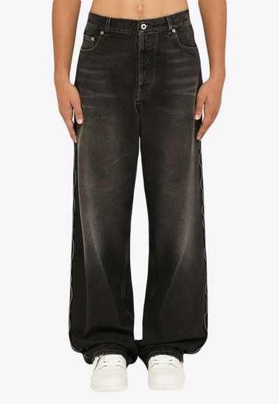 Shop Off-white Baggy Washed Jeans In Gray