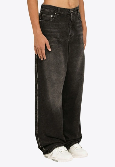 Shop Off-white Baggy Washed Jeans In Gray