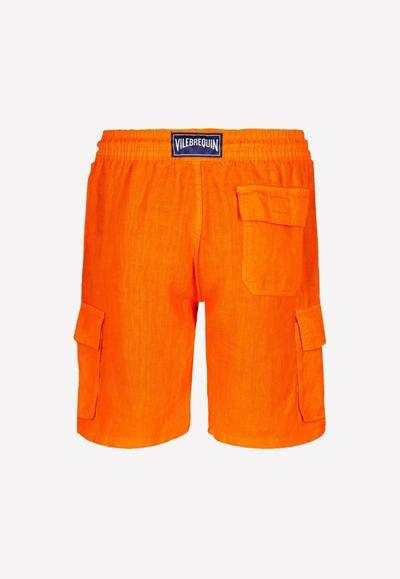 Shop Vilebrequin Baie Cargo Bermuda Shorts In Orange