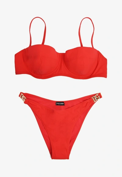 Shop Dolce & Gabbana Balconette Bikini In Red