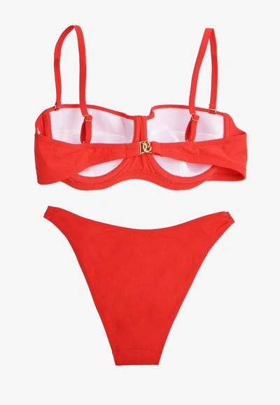 Shop Dolce & Gabbana Balconette Bikini In Red