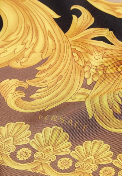 Versace Baroque Pattern-print Silk Scarf In Multicolor