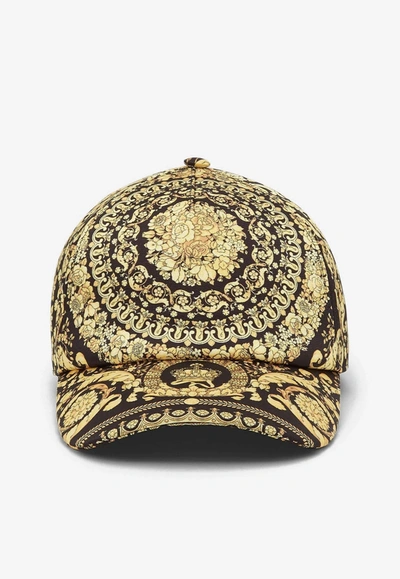 Shop Versace Barocco Baseball Cap In Yellow