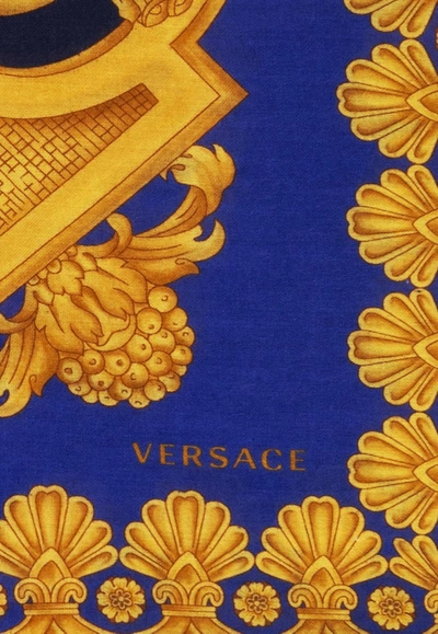 Versace Barocco Fringed Scarf In Multicolor