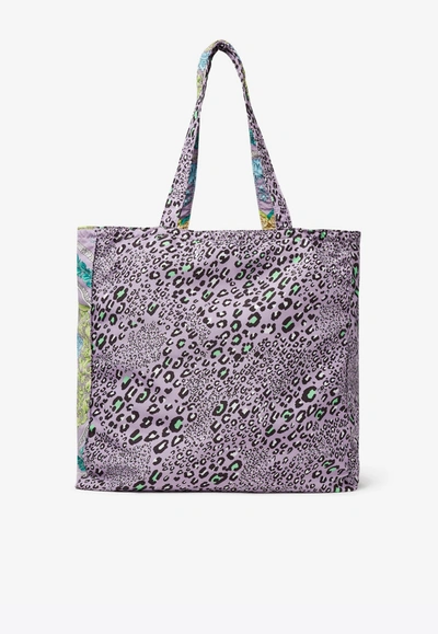 Shop Versace Barocco Mosaic Print Tote Bag In Purple