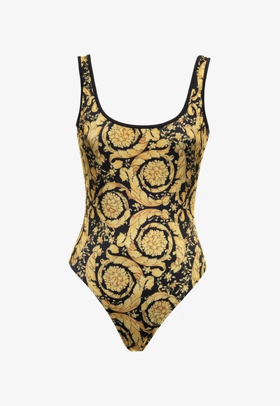 Versace Barocco-print One-piece Swimsuit In Multicolor