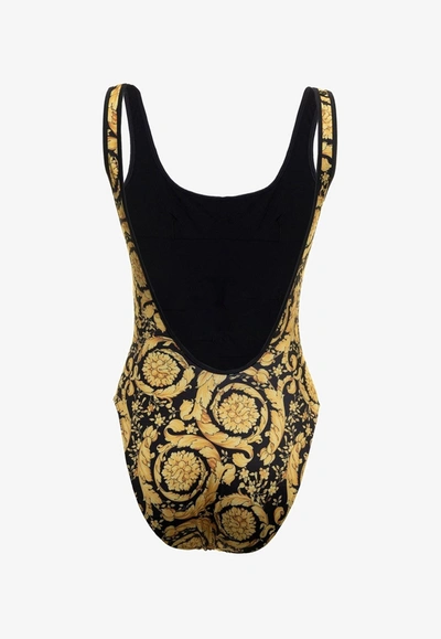 Shop Versace Barocco Print One-piece Swimsuit In Multicolor
