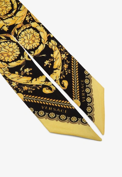 Shop Versace Barocco Print Silk Scarf Tie In Multicolor