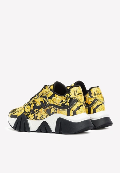 Shop Versace Barocco Print Sneakers In Leather- Delivery In 3-4 Weeks In Multicolor