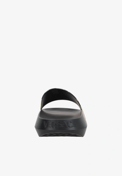 Shop Versace Barocco Rubber Slides In Black