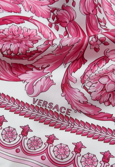 Shop Versace Barocco Silk Scarf In Pink