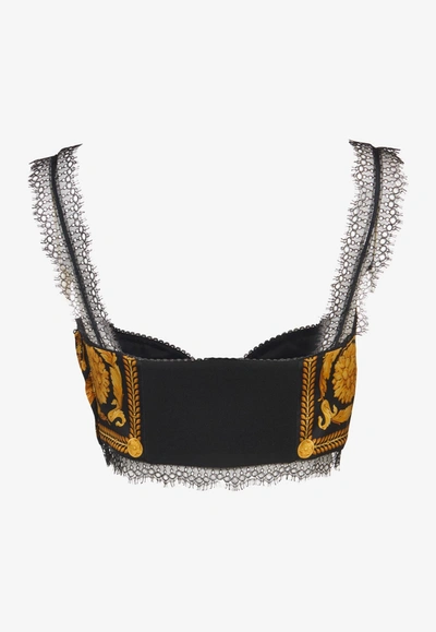 Shop Versace Barocco Sleeveless Cropped Top In Yellow