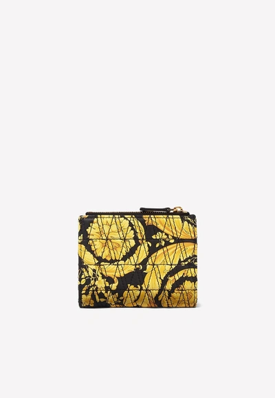 Versace Barocco Virtus Wallet In Leather In Yellow