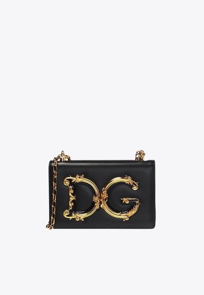 Dolce & Gabbana Baroque Logo-embellishment Crossbody Bag In Black