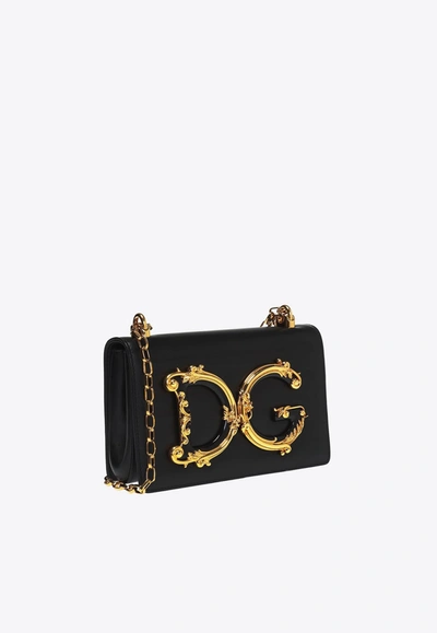Shop Dolce & Gabbana Baroque Logo-embellishment Crossbody Bag In Black