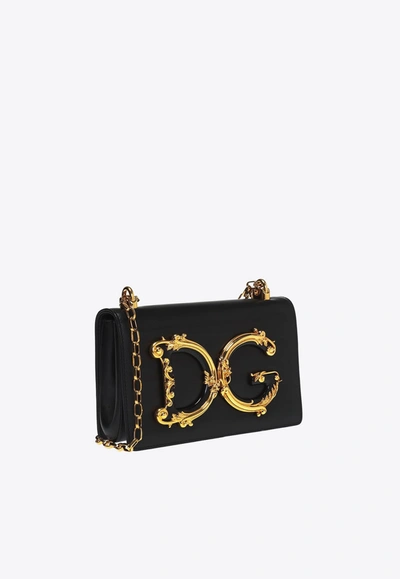 Dolce & Gabbana Baroque Logo-embellishment Crossbody Bag In Black