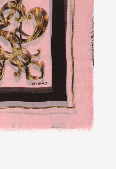 Versace Baroque Print Silk Blend Shawl In Multicolor