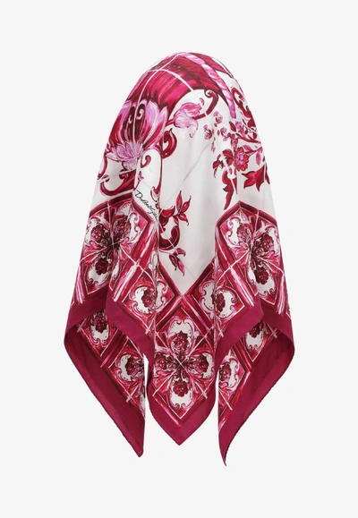 Dolce & Gabbana Baseball Cap With Majolica-print Scarf In Multicolor