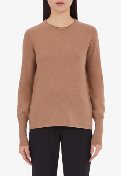 Ferragamo Basic Cashmere Sweater In Beige