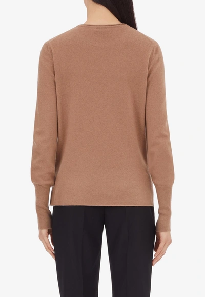 Ferragamo Basic Cashmere Sweater In Beige
