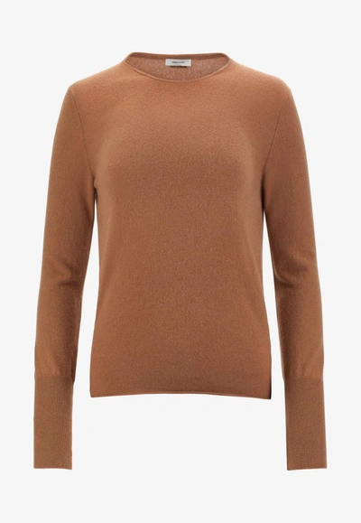 Ferragamo Basic Cashmere Sweater In Beige