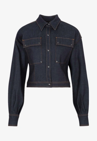 Shop Tom Ford Basic Denim Jacket In Blue