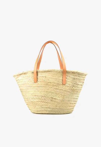 Shop Emilio Pucci Basket Tote Bag With Logo Patch In Beige