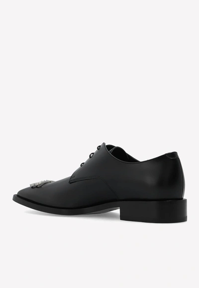 Shop Balenciaga Bb Icon Calf Leather Derby Shoes In Black
