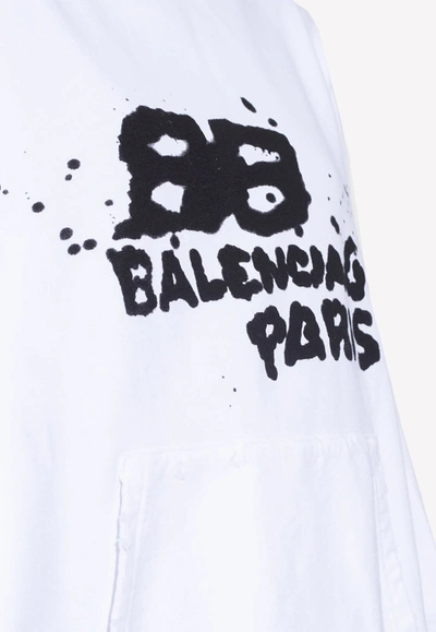 Shop Balenciaga Bb Icon Print Hoodie In White
