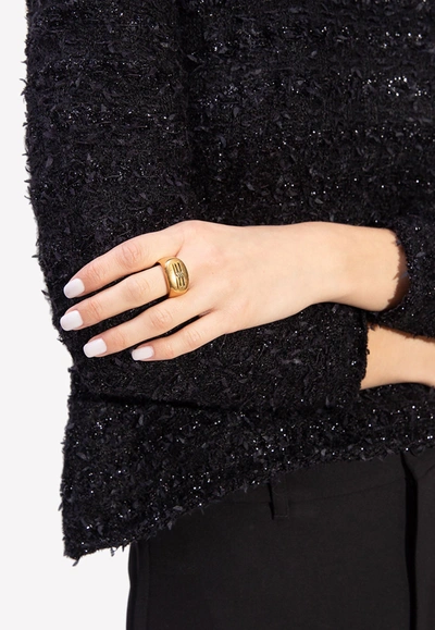 Shop Balenciaga Bb Icon Signet Ring In Gold