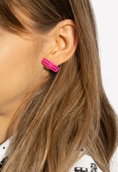 Shop Balenciaga Bb Icon Stud Earrings In Pink