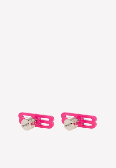 Shop Balenciaga Bb Icon Stud Earrings In Pink