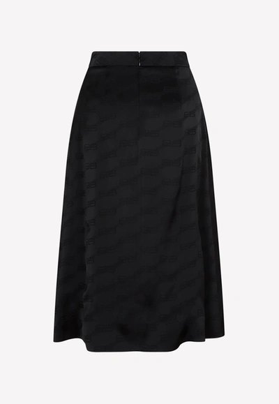 Shop Balenciaga Bb Logo A-line Midi Skirt In Black