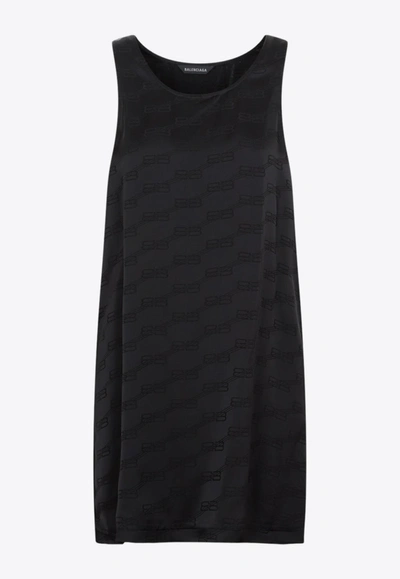 Balenciaga Black Bb Monogram Fluid Tank Top In Black