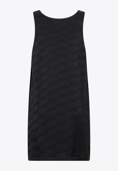 Balenciaga Black Bb Monogram Fluid Tank Top In Black