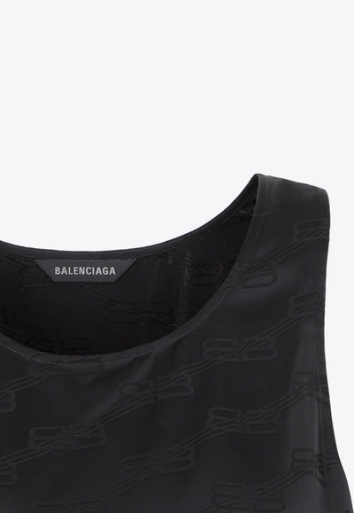 Balenciaga Black Bb Monogram Fluid Tank Top In Black