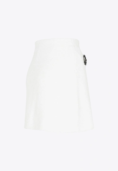Shop Lanvin Bead-embellished Mini Skirt In Neutral