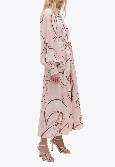 Shop Aje Beatrice Pleated Printed Midi Dress In Multicolor
