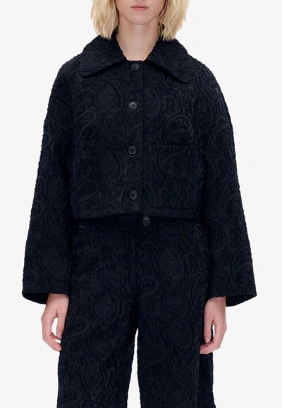 Shop Baum Und Pferdgarten Bebeth Paisley Jacquard Cropped Jacket In Black