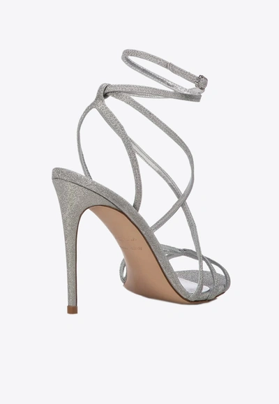 Shop Le Silla Belen 105 Strappy Glittered Sandals In Silver